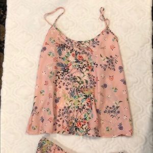 Flora Nikrooz Pink Floral Satin Cami Pajama Top